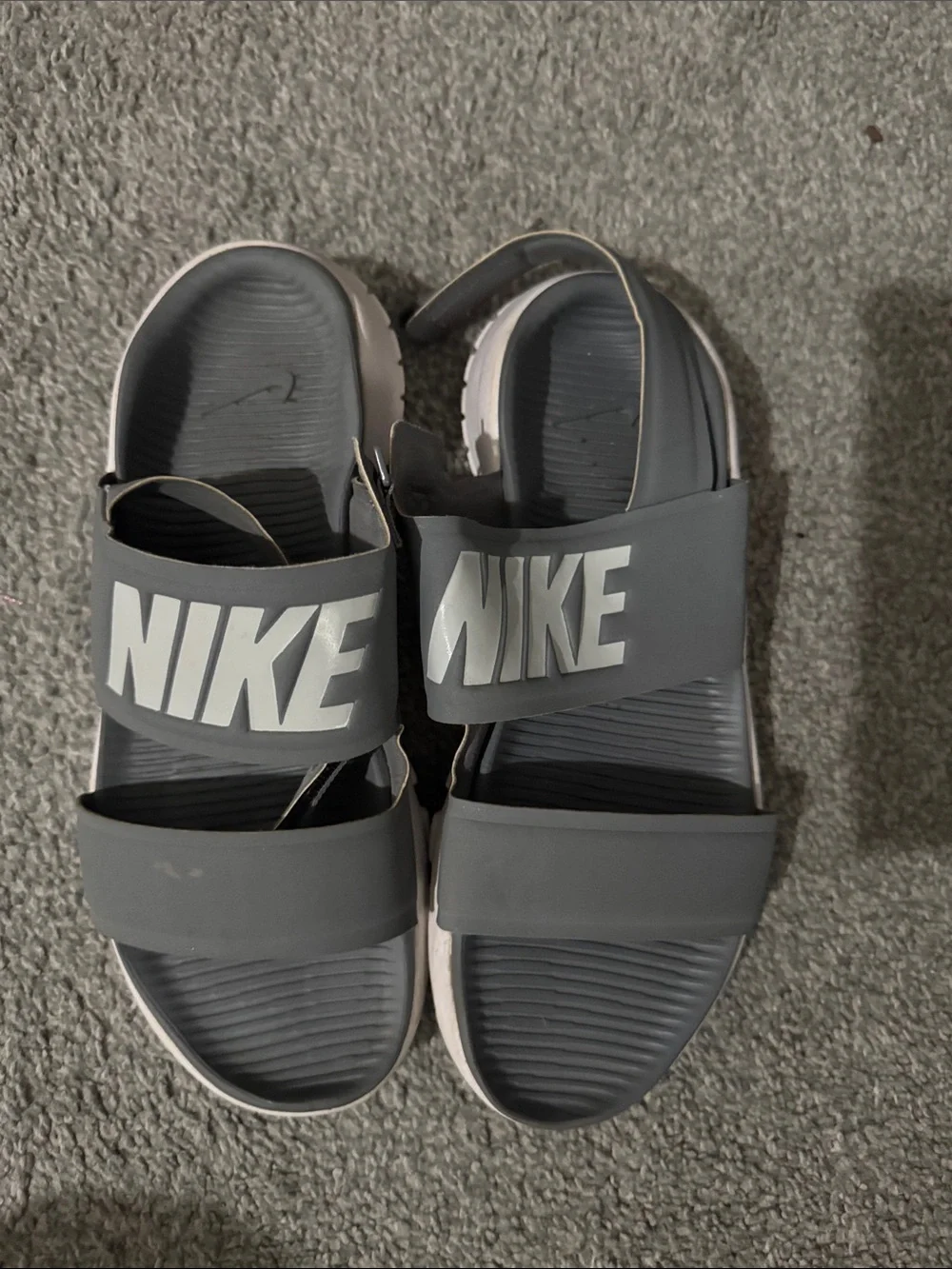 Nike Kids Gray Adjustable Strap Slide Sandals